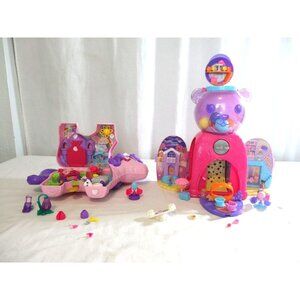 Polly Pocket Unicorn Party Large Compact Playset  +  Gumball Bear Playset Travel